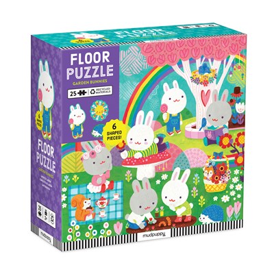 Garden Bunnies 25 Piece Floor Puzzle with Shaped Pieces