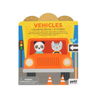 Vehicles Coloring Book + Stickers